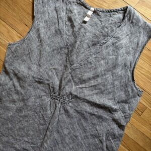 Nuthatch 100% Linen Gray Women Large Sleeveless Top Maine Lagenlook Minimalist